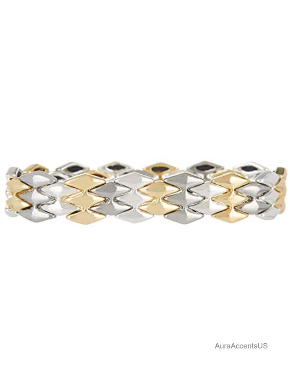 Stretch Bangle Bracelet Mixed Metal Layered Stackable Fashion Jewelry
